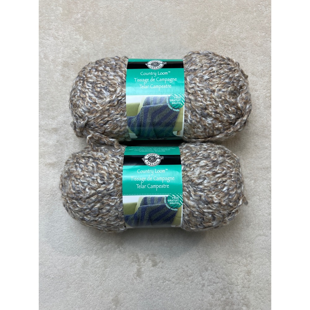 Loops & Threads Country Loom Yarn Shale 2 Skeins 5oz Super Bulky Grey Tan 01010